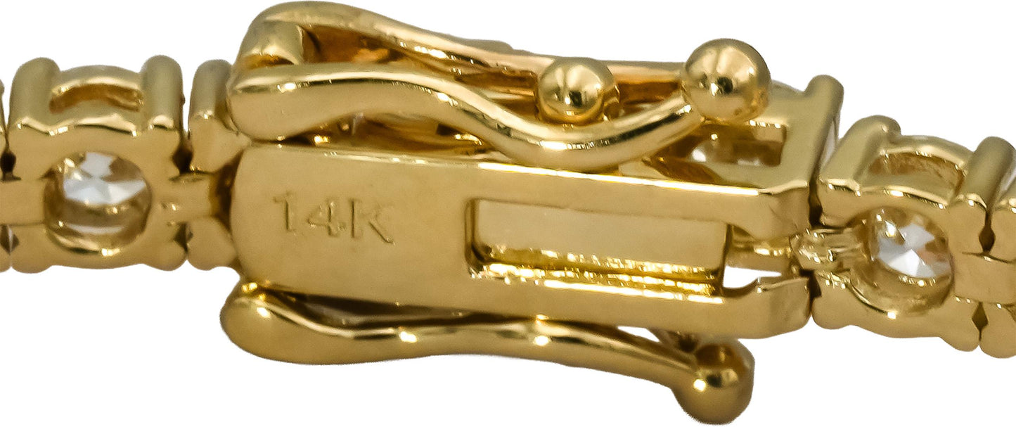 14k Yellow Gold VS Round Diamond Tennis Bracelet 7.01CT