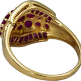 14k Yellow Gold Round and Baguette Cut Ruby Cocktail Ring 1.50CT Size 9.25