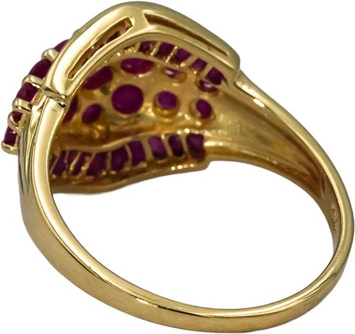 14k Yellow Gold Round and Baguette Cut Ruby Cocktail Ring 1.50CT Size 9.25