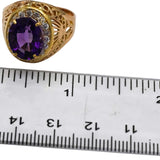 14k Yellow Gold Diamond and Amethyst Cocktail Ring 8.50CT Size 8.75