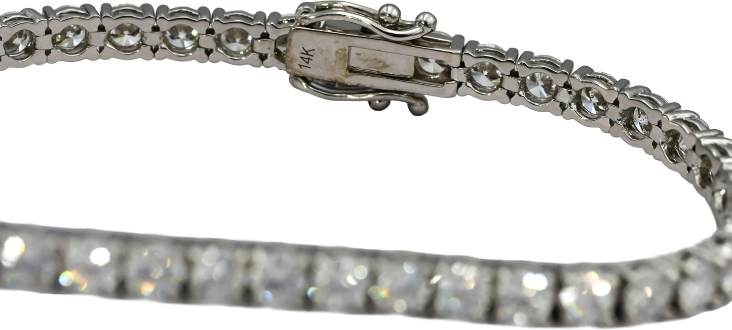 14k White Gold Round VS Lab-Grown Diamond Tennis Bracelet 8.86CT