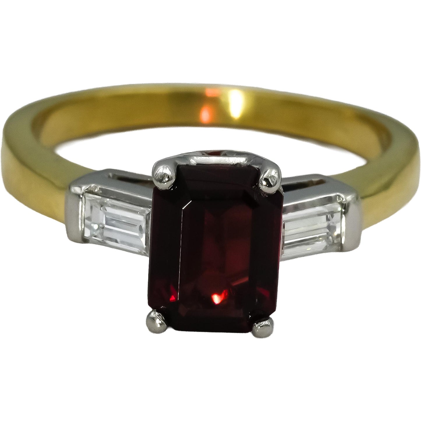 18k Gold & Platinum VS Diamond and Garnet Cocktail Ring 2.13CT Size 6.75