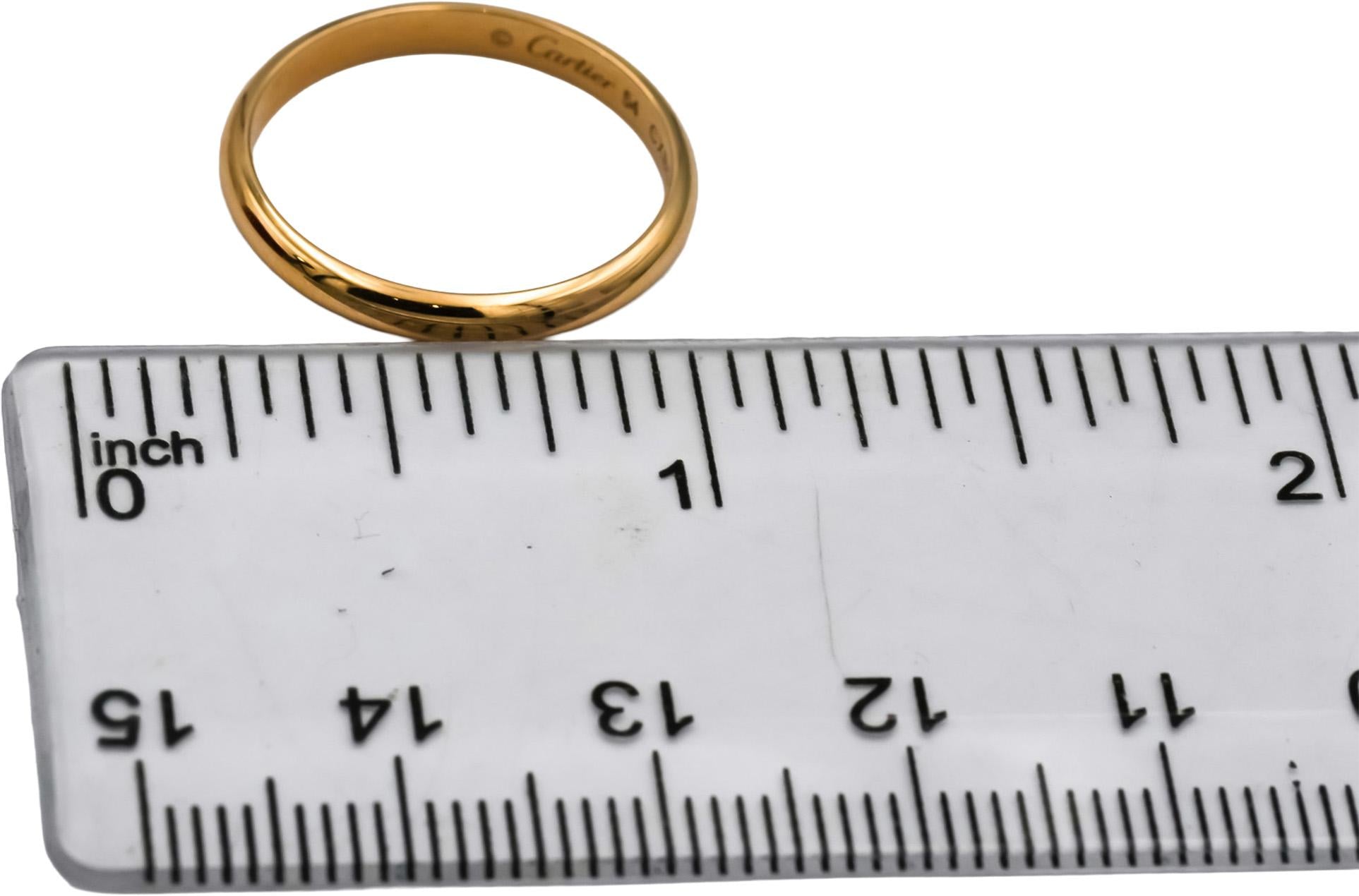 CARTIER 18k Yellow Gold 1895 Wedding Band Ring Size 54 w/ Box & Papers