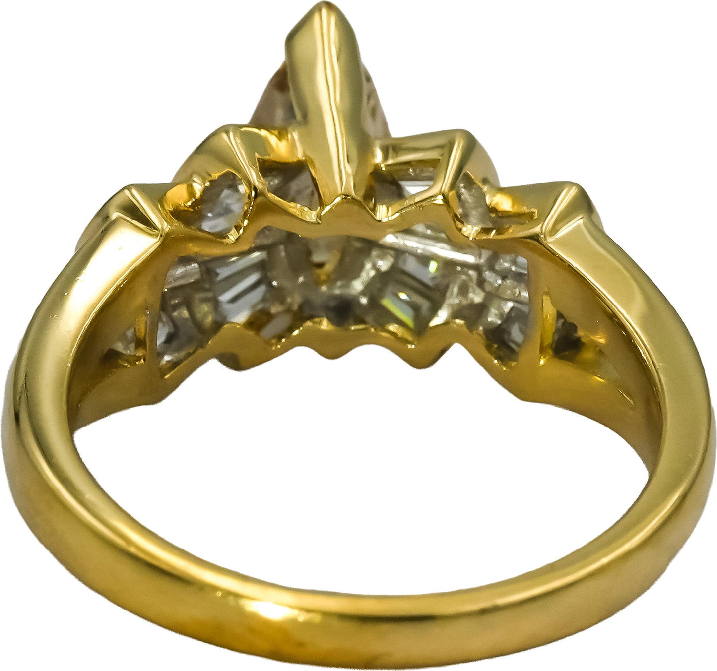 18k Yellow Gold VS Diamond Cocktail Ring 1.29CT w/ 0.94CT Center Size 6