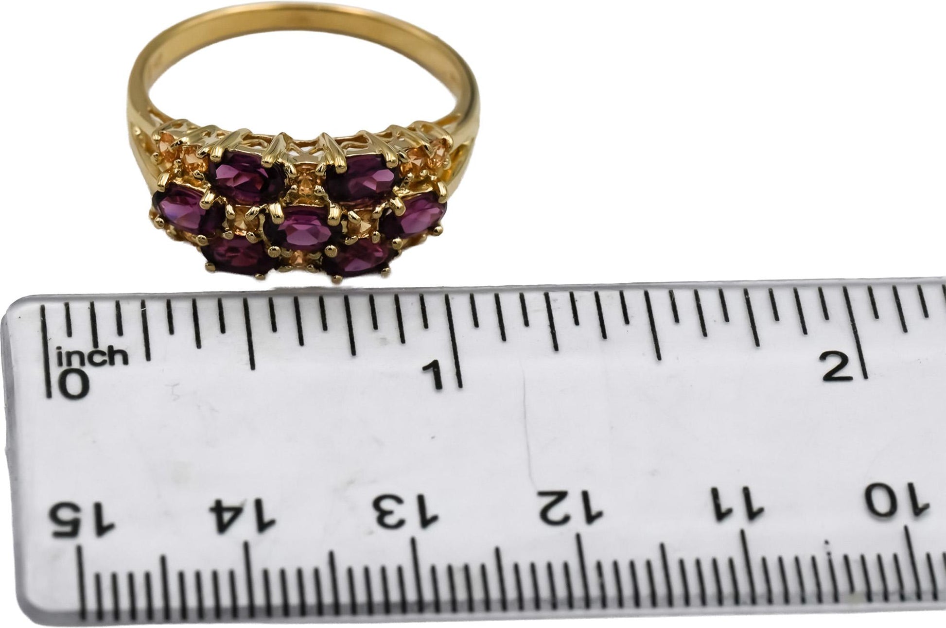 14k Yellow Gold Tourmaline and Citrine Band Ring 1.35CT Size 11