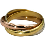 CARTIER 18k Yellow Rose White Gold Trinity Rolling Band Ring Size 62