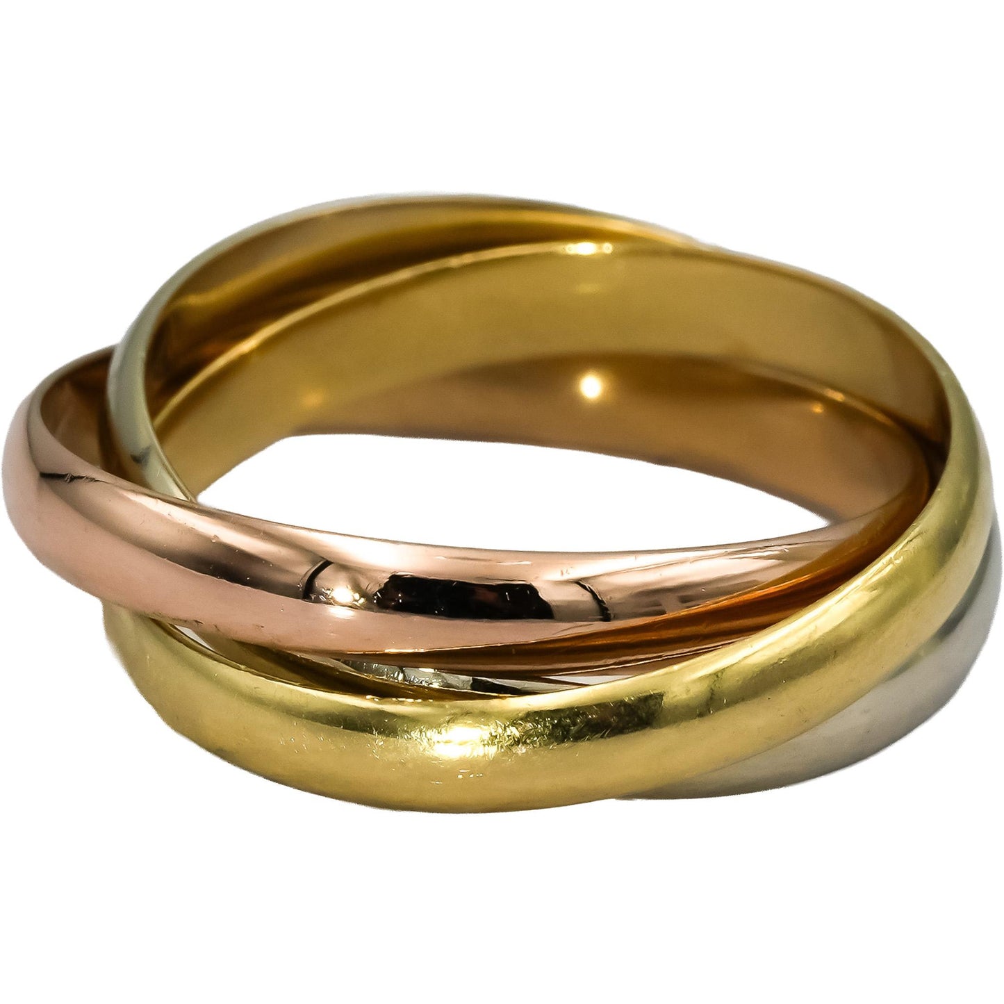 CARTIER 18k Yellow Rose White Gold Trinity Rolling Band Ring Size 62