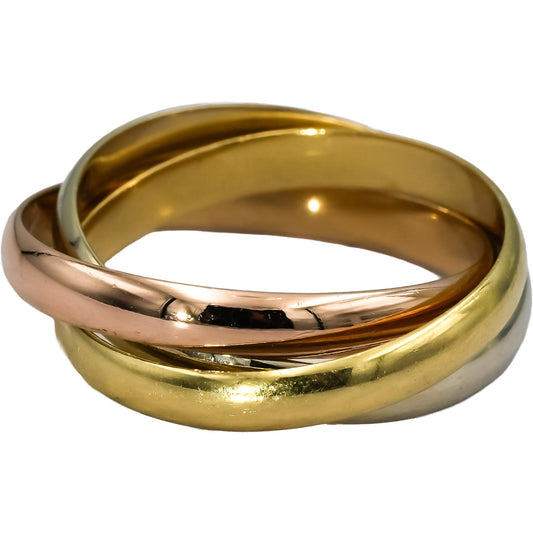 CARTIER 18k Yellow Rose White Gold Trinity Rolling Band Ring Size 62