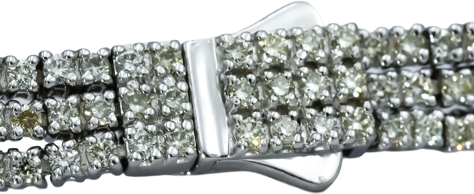 14k White Gold Round Diamond Three Row Fancy Link Bracelet 3.0CT