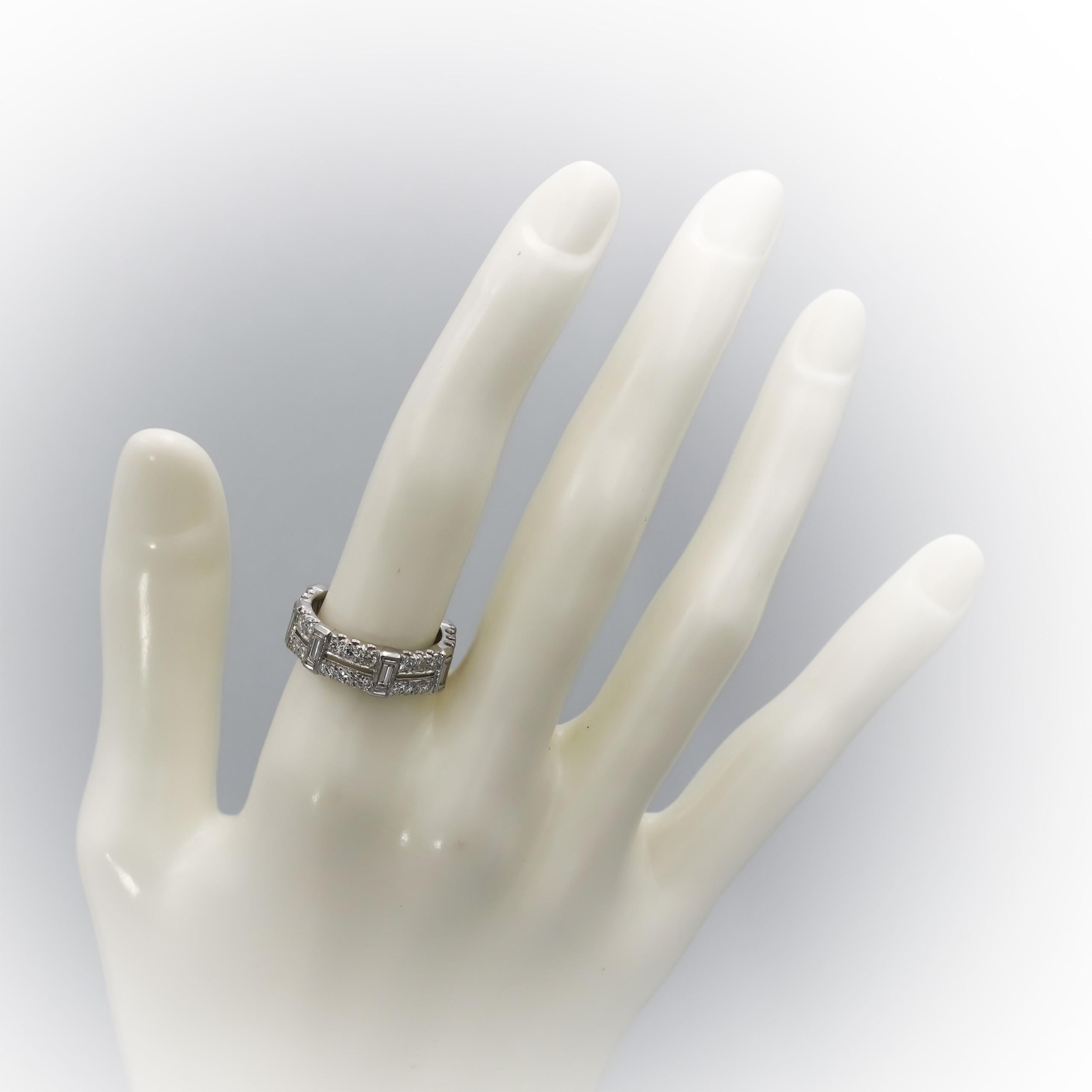 Vintage Antique Platinum VS Diamond Eternity Band Ring 1.25CT Size 6