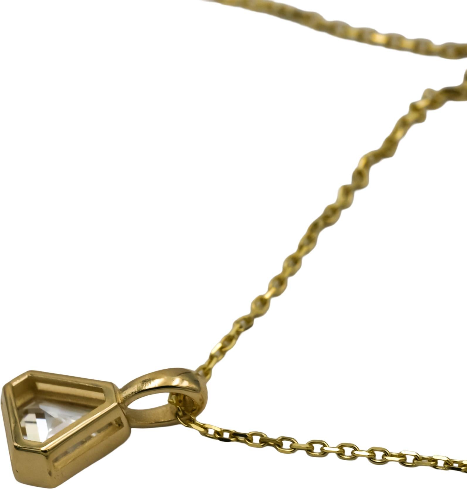 GIA 14k Yellow Gold SI1/I Trillion Step Cut Diamond Pendant Necklace 1.08CT