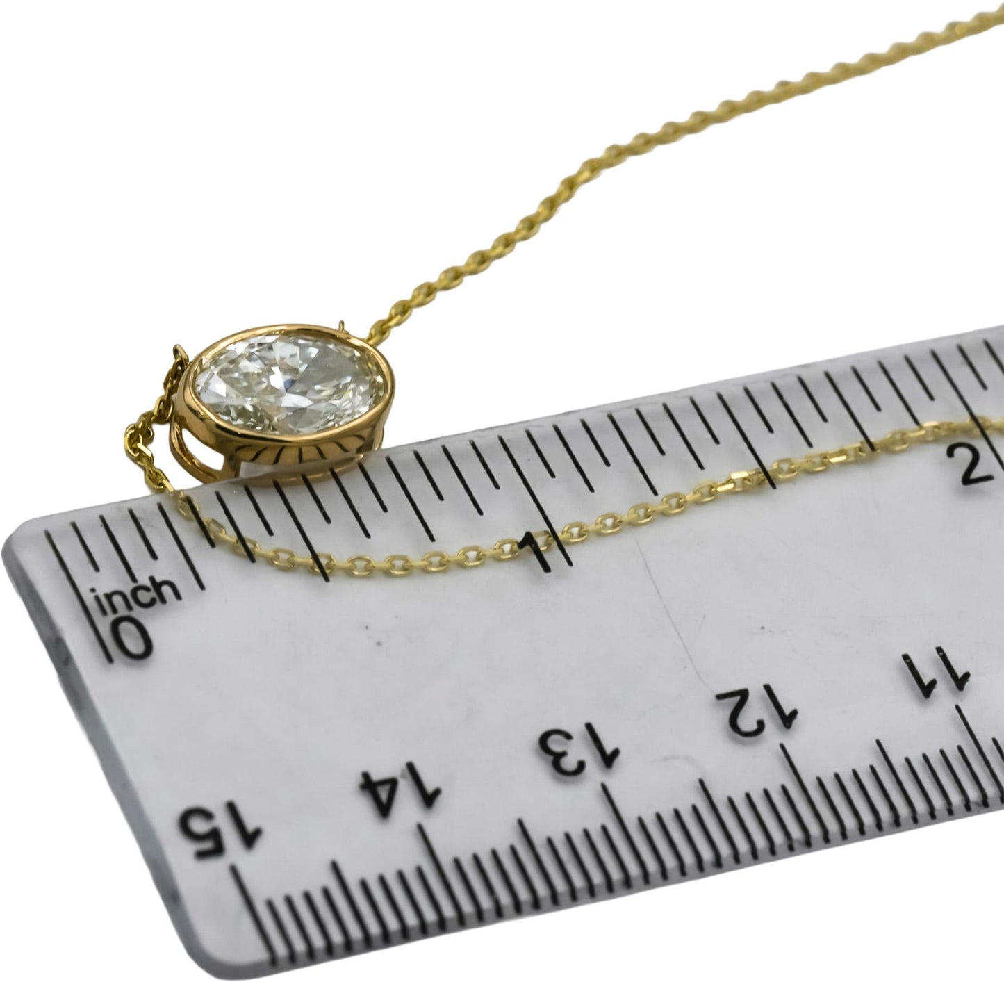 IGI 14k Yellow Gold VS1/F Oval Cut Lab-Grown Diamond Pendant Necklace 2.21CT