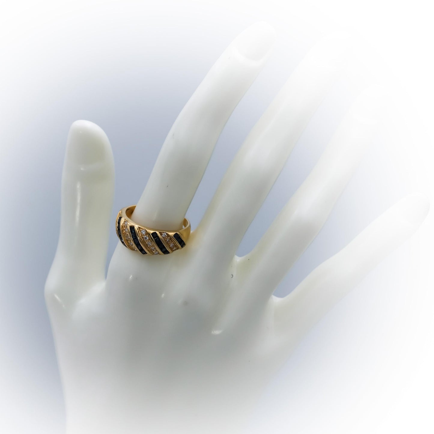 14k Yellow Gold Diamond and Sapphire Band Ring 1.0CT Size 9