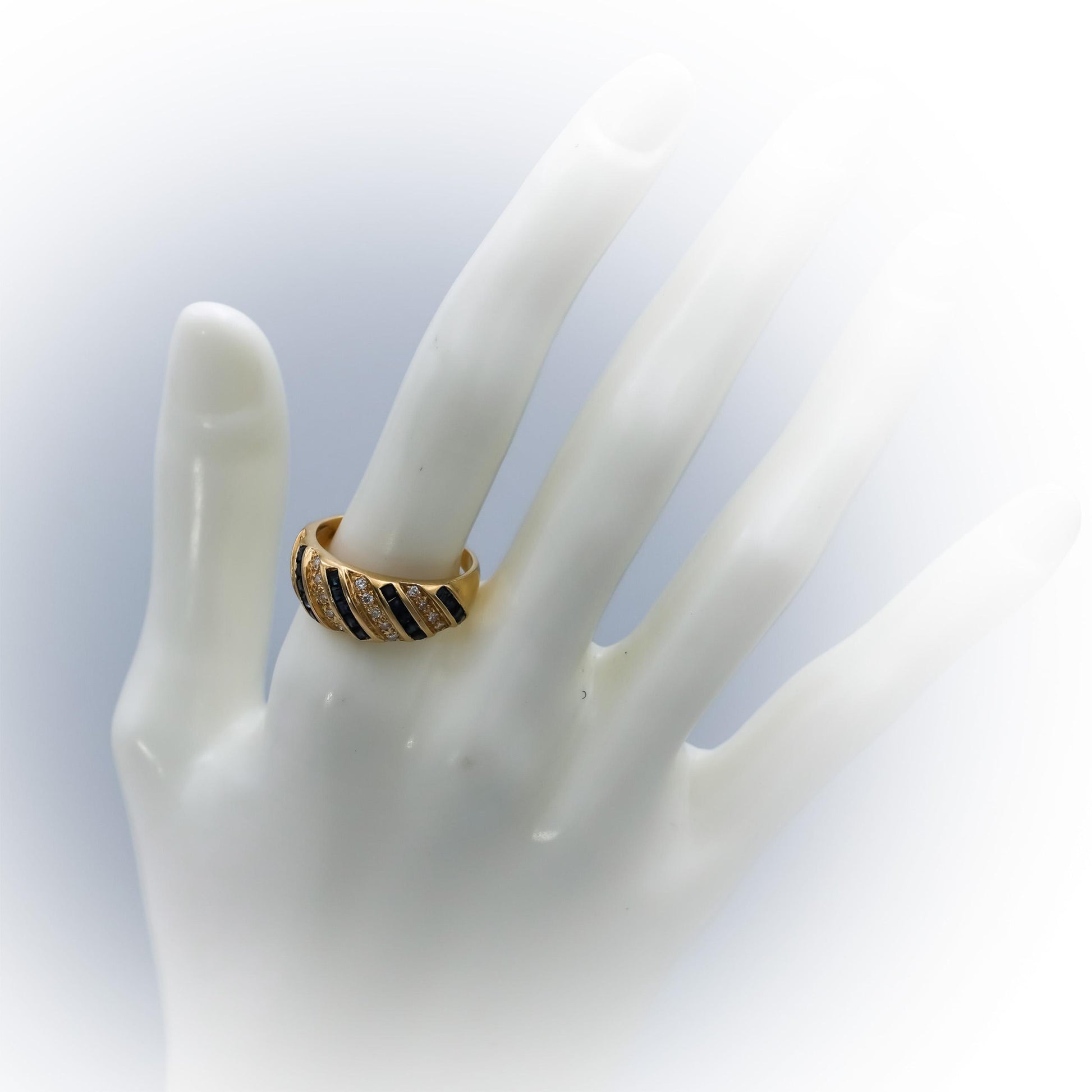 14k Yellow Gold Diamond and Sapphire Band Ring 1.0CT Size 9