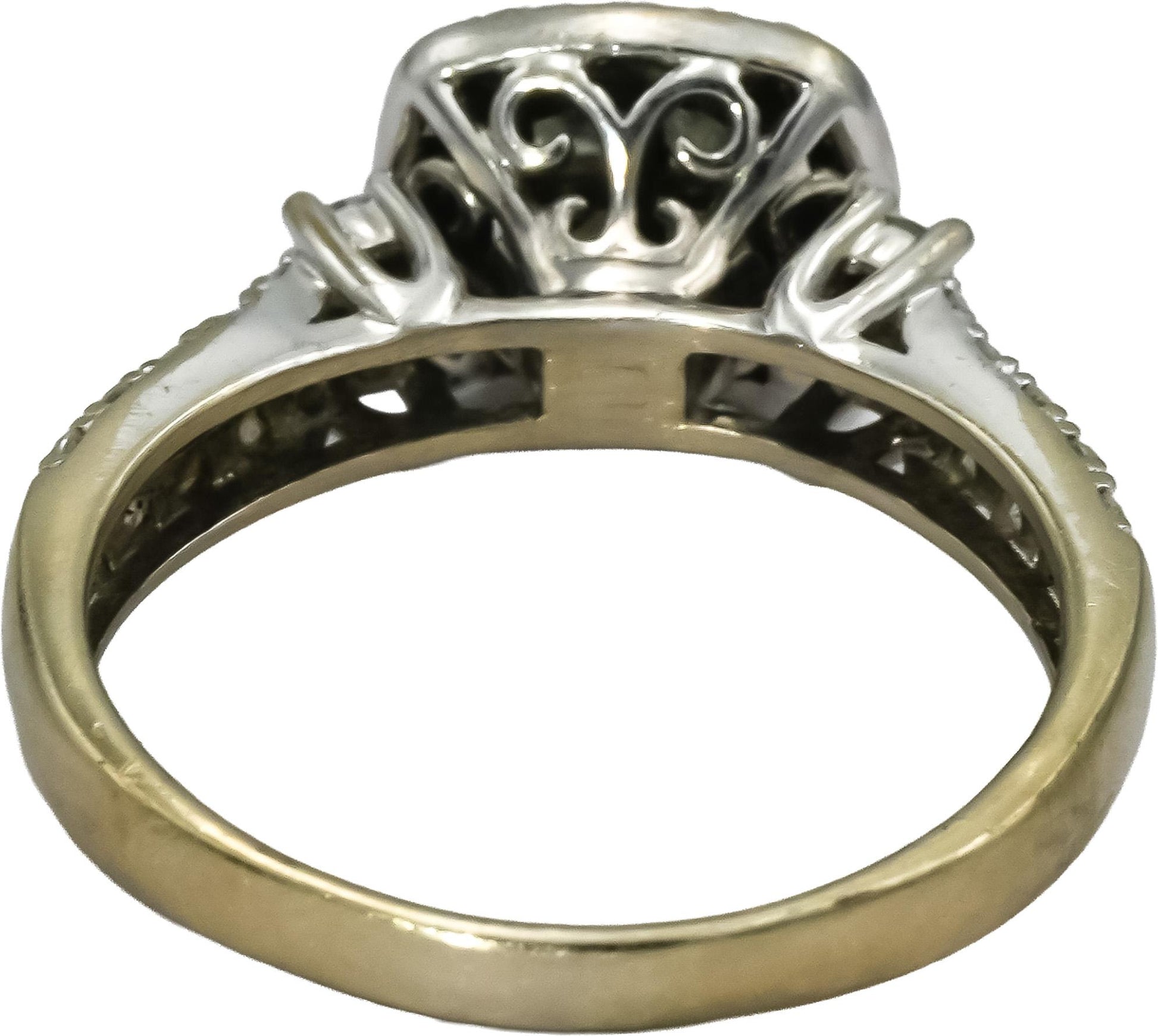 14k White Gold Princess and Round Diamond Cluster Cocktail Ring 0.75CT Size 6.75