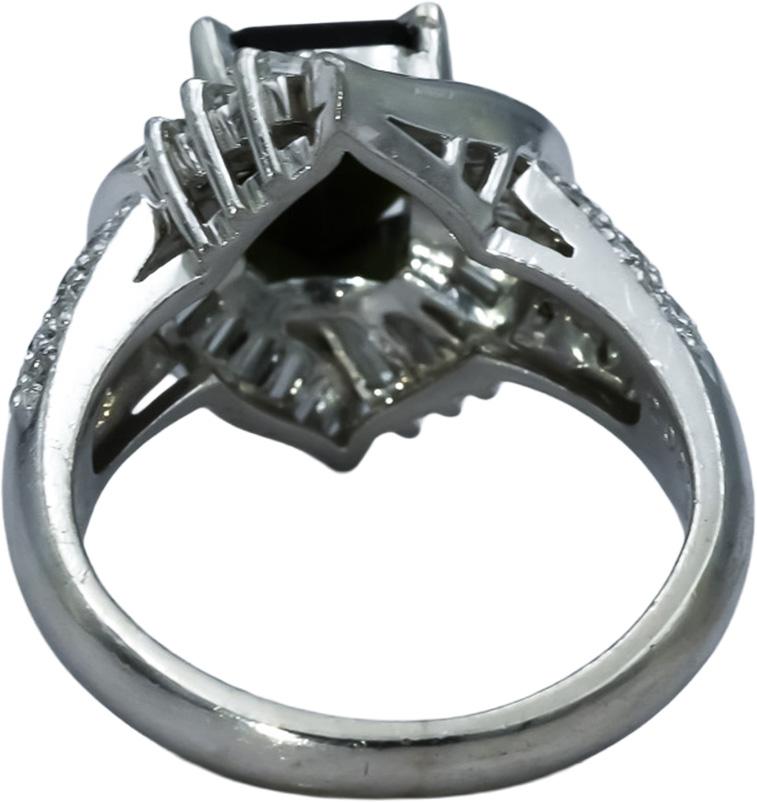 Platinum 900 VS Diamond and Green Tourmaline Cocktail Ring 2.60CT Size 6