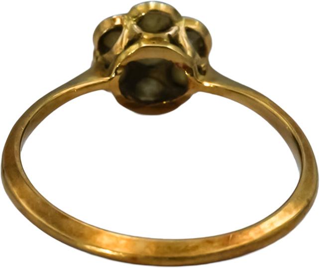Antique Vintage 18k Yellow Gold Single Cut Diamond Flower Ring 0.35CT Size 6.75