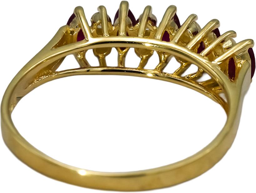 14k Yellow Gold Diamond and Ruby Band Ring 0.50CT Size 6.75