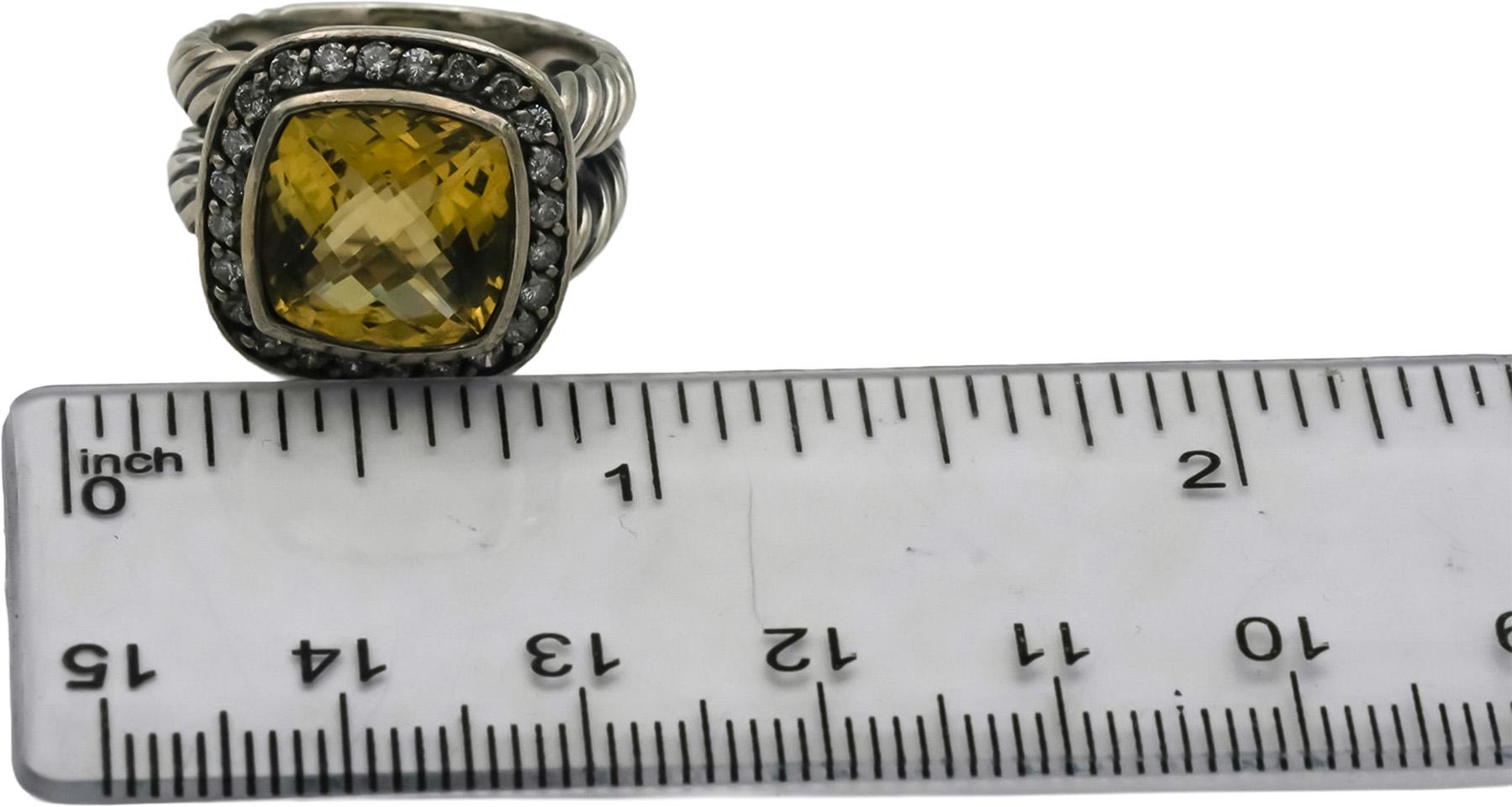 DAVID YURMAN Sterling Silver Diamond and Citrine Albion Ring 0.25CT Size 6