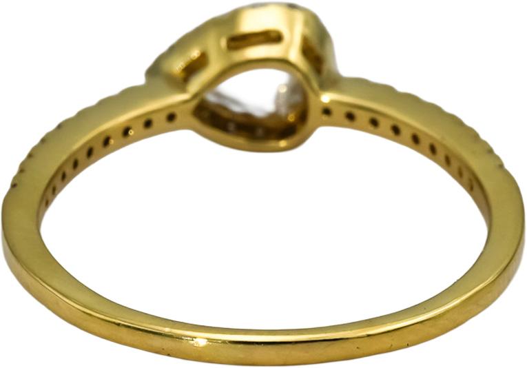 18k Yellow Gold Rose Cut Pear and Round Diamond Ring 0.50CT Size 10.25