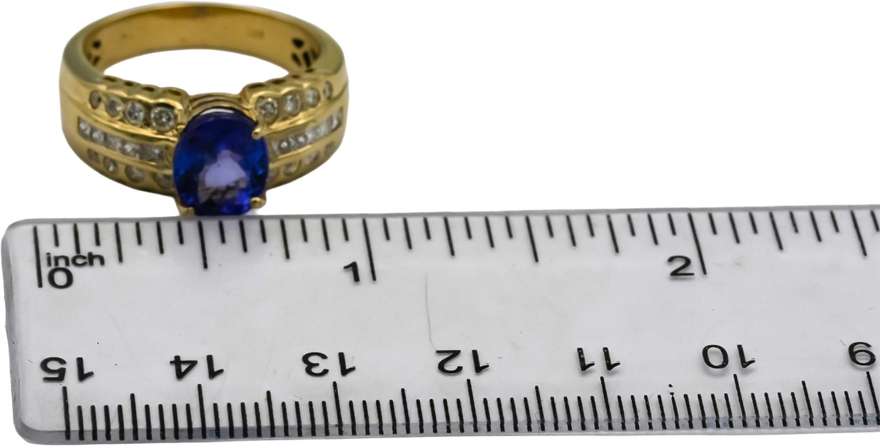 14k Yellow Gold Tanzanite and Diamond Cocktail Ring 3.50CT Size 8.25