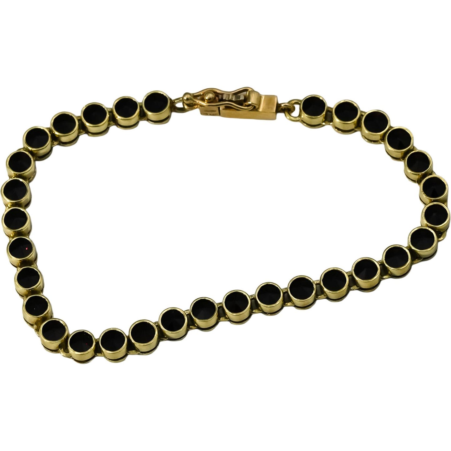 14k Yellow Gold Upside Reverse Cut Bezel Set Garnet Tennis Bracelet 3.50CT