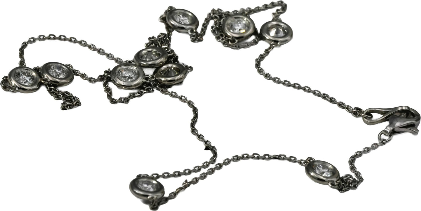 Platinum Round Bezel Set Diamond By The Yard Necklace 0.50CT 10 Pieces