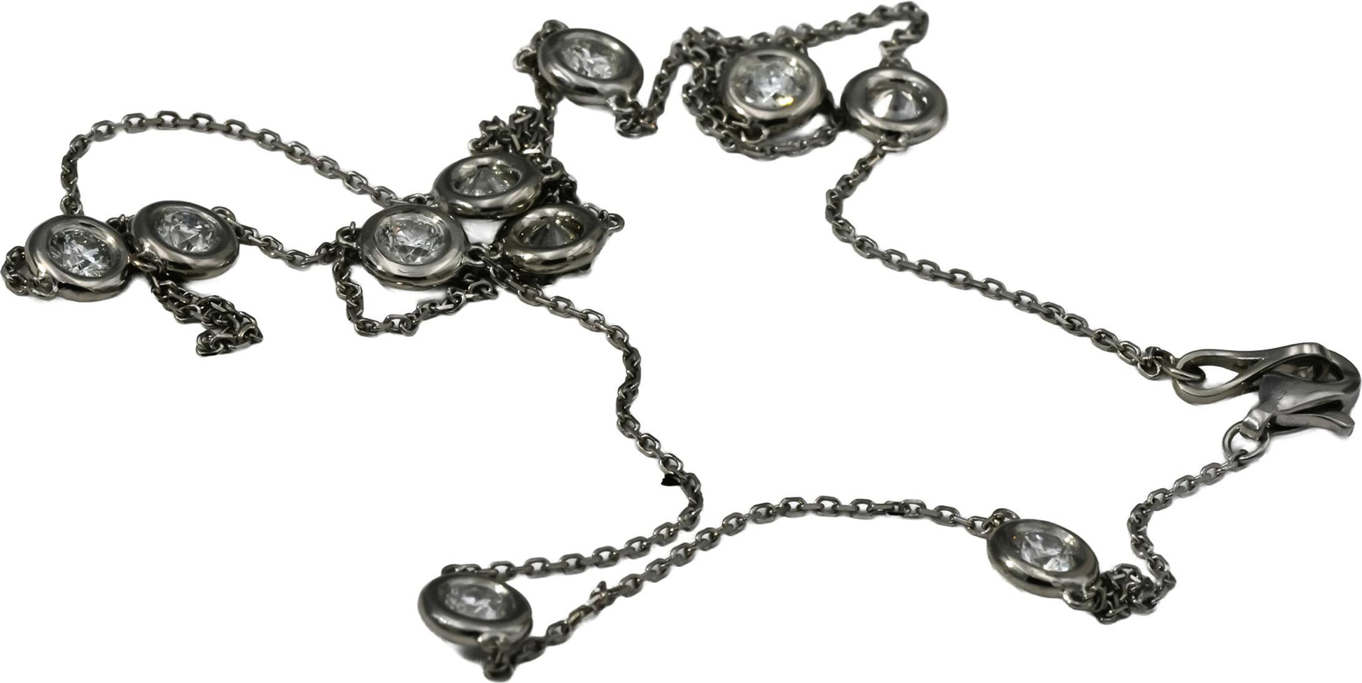 Platinum Round Bezel Set Diamond By The Yard Necklace 0.50CT 10 Pieces