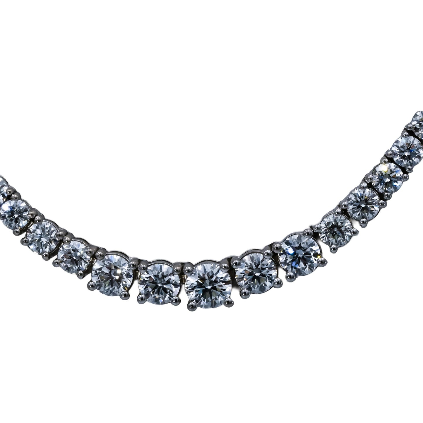 14k White Gold VS Round Diamond Graduated Riviera Necklace 8.17CT 177 Pieces