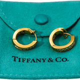 TIFFANY & CO. 18k Gold VS Diamond Inside Out Hoop Huggie Earrings 1.0CT