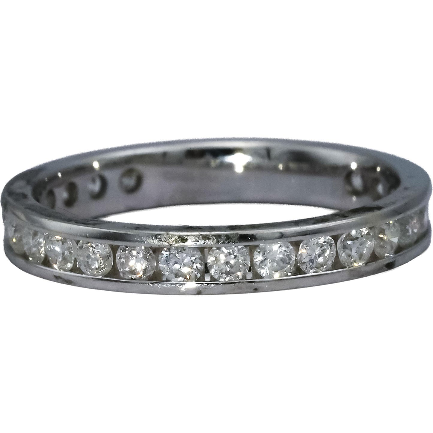 14k White Gold Round Channel Set Diamond Eternity Band Ring 1.0CT Size 7