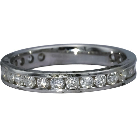 14k White Gold Round Channel Set Diamond Eternity Band Ring 1.0CT Size 7