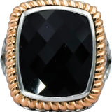 HERA 18k Yellow Gold Sterling Silver Onyx Solitaire Ring Size 7