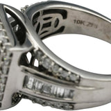 10k White Gold Princess Baguette Round Diamond Cluster Ring 2.0CT Size 8