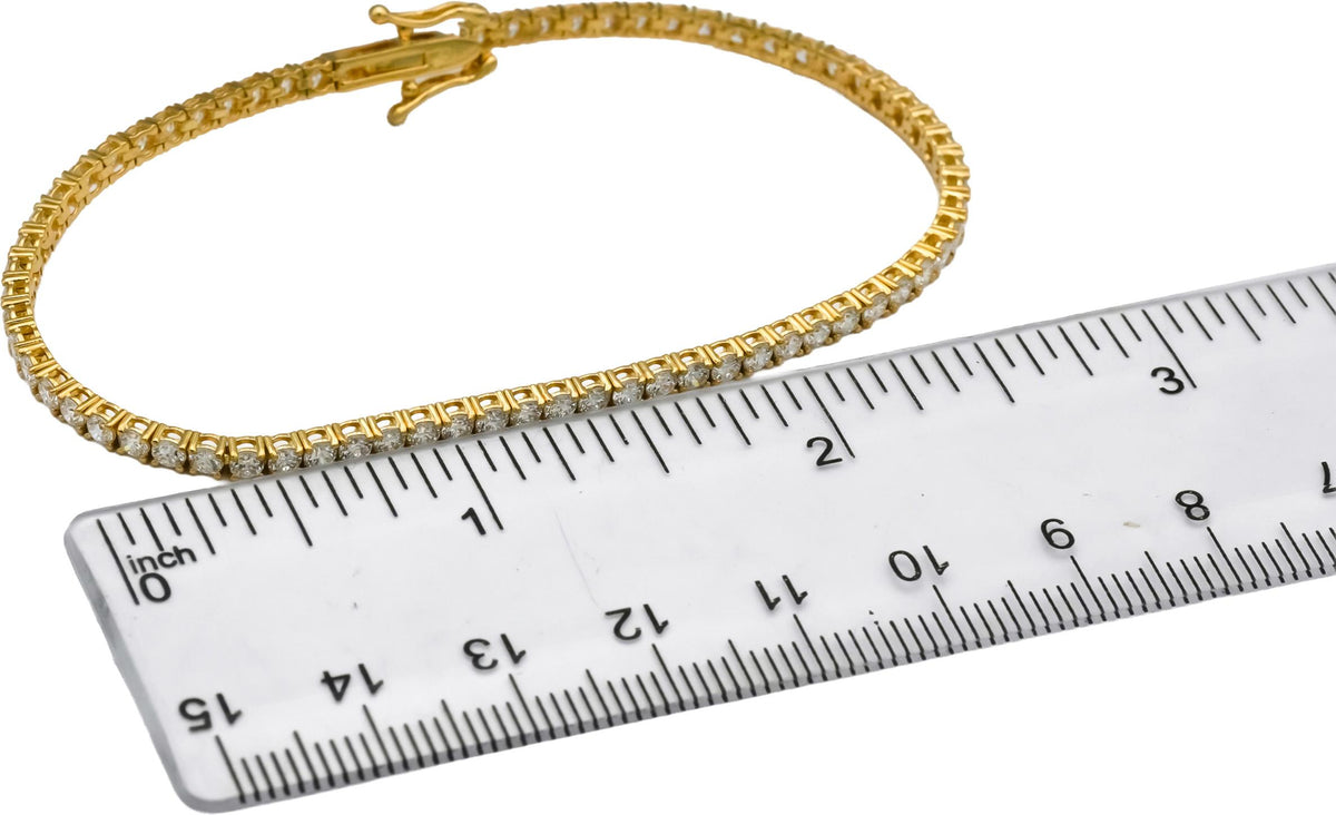 14k Yellow Gold VS1-VS2/D-F Lab-Grown Diamond Tennis Bracelet 3.49CT