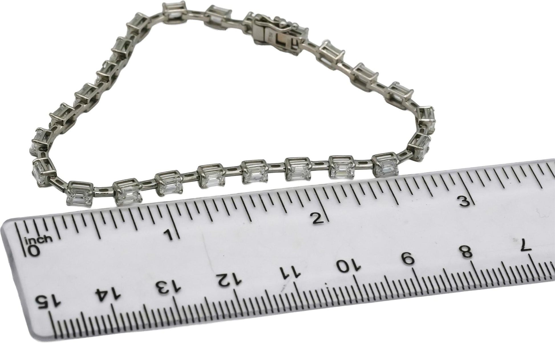 Platinum VS Emerald Cut Diamond Line Bracelet 5.46CT
