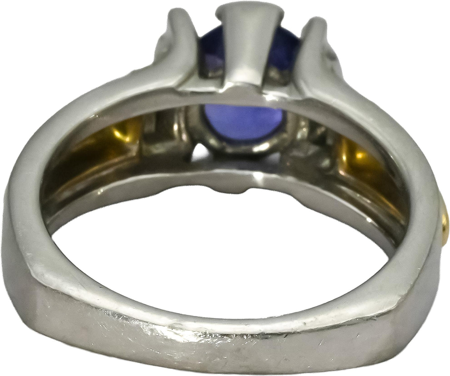 Platinum and 18k Gold VS Diamond and Tanzanite Cocktail Ring 1.70CT Size 7.25