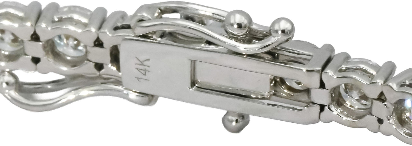 14k White Gold VS Round Lab-Grown Diamond Tennis Bracelet 9.31CT