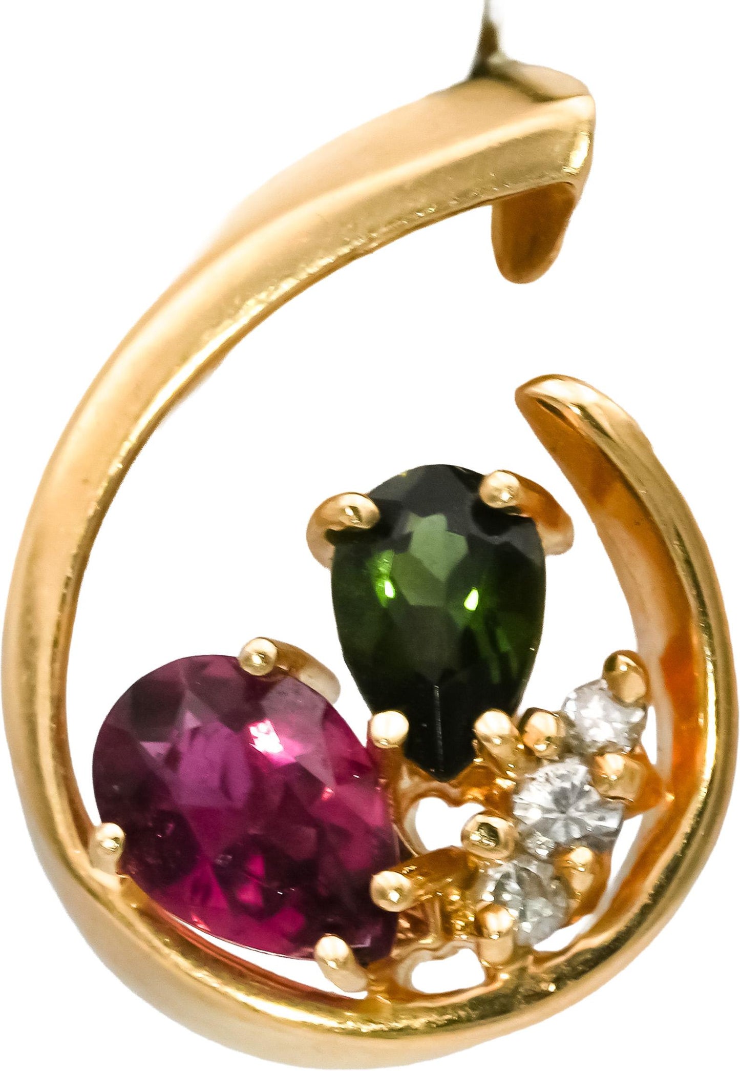 14k Yellow Gold Pink and Green Tourmaline Earrings 2.0CT w/ VS Diamond Accents