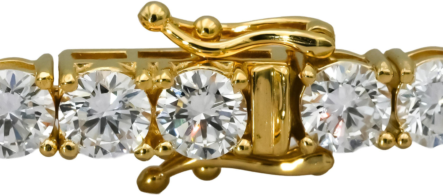 14k Yellow Gold VS Round Lab-Grown Diamond Tennis Bracelet 15.21CT