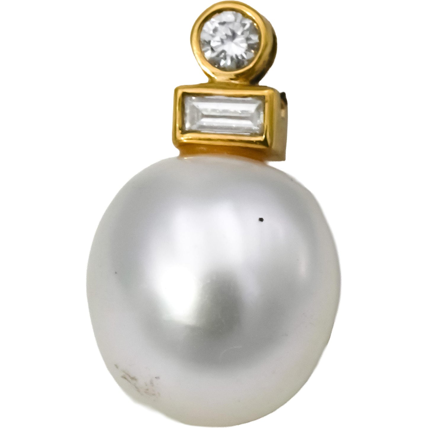 18k Yellow Gold VS Diamond and 11.0mm Pearl Pendant 0.15CT