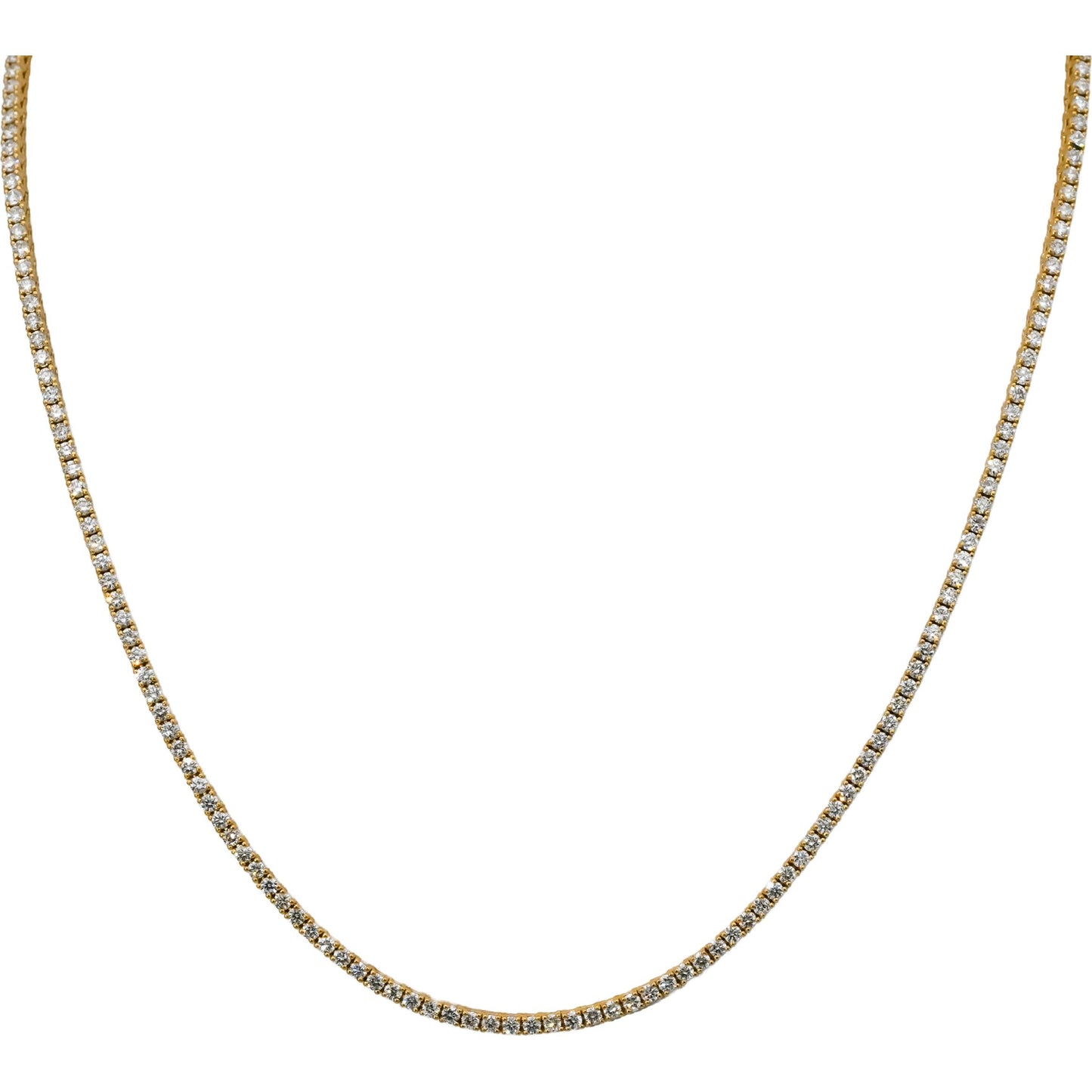 14k Yellow Gold VS Round Diamond Tennis Necklace 5.82CT