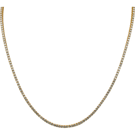 14k Yellow Gold VS Round Diamond Tennis Necklace 5.82CT