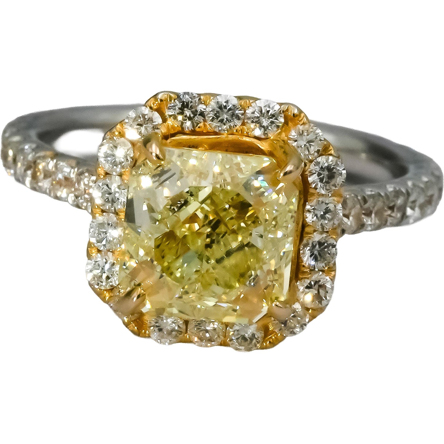 GIA 18k 2-Tone Gold Diamond Engagement Ring 3.76CT w/ 3.01CT Center