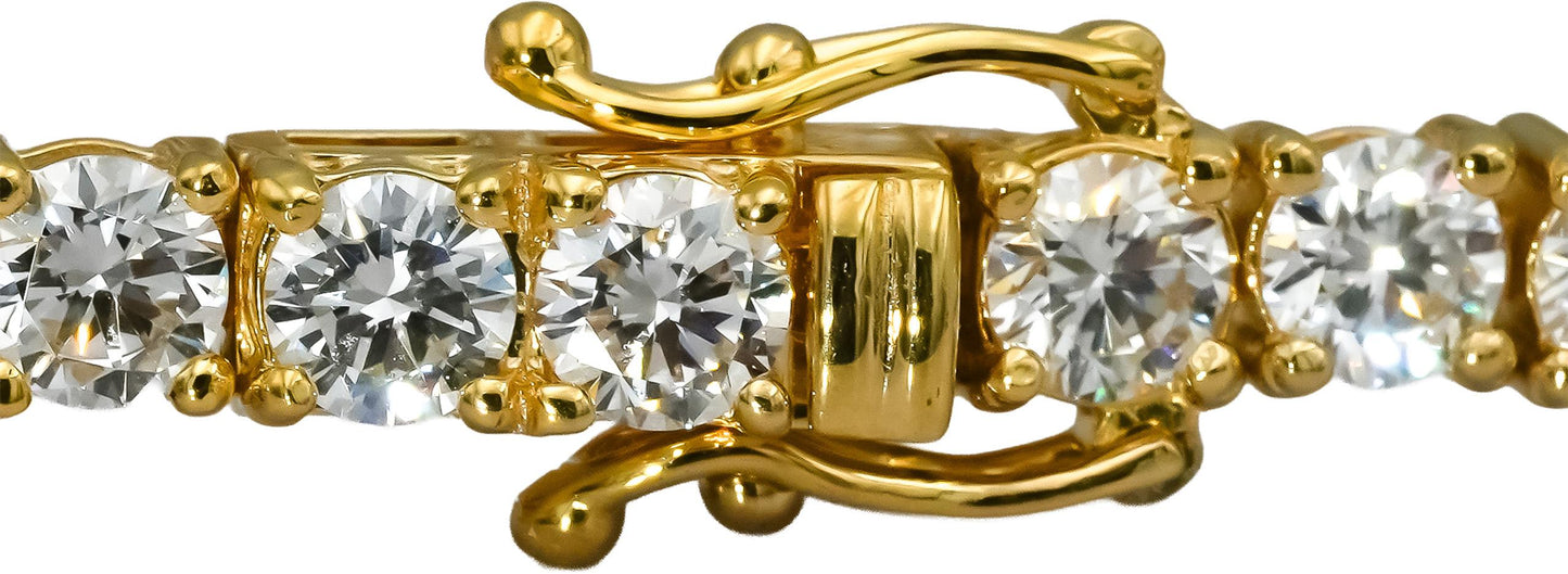 14k Yellow Gold VS Round Lab-Grown Diamond Tennis Bracelet 8.76CT