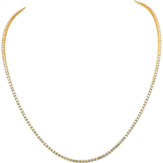 14k Yellow Gold VS Round Natural Diamond Tennis Necklace 4.97CT