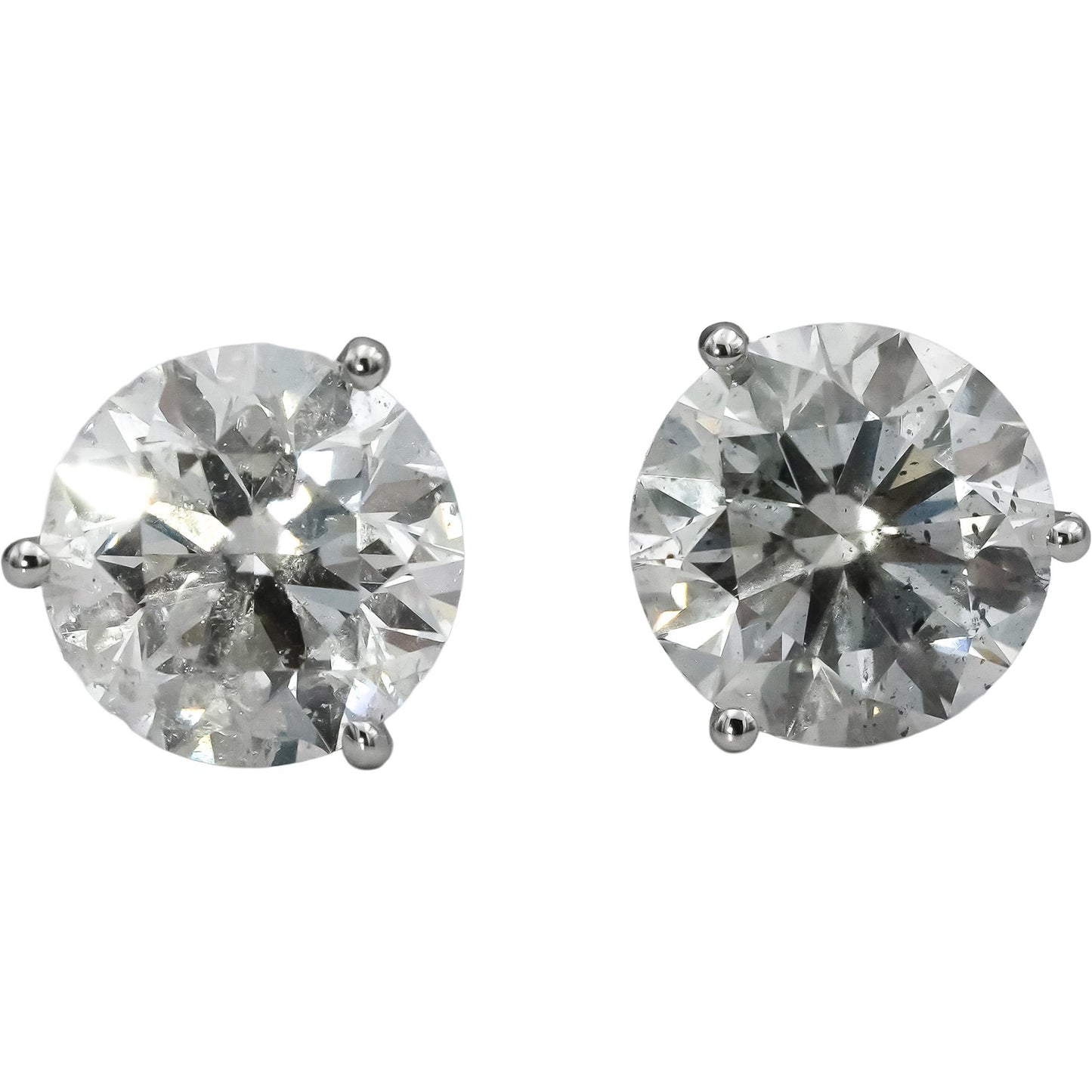 HRD Certified 14k White Gold Round Natural Diamond Martini Stud Earrings 6.03CT