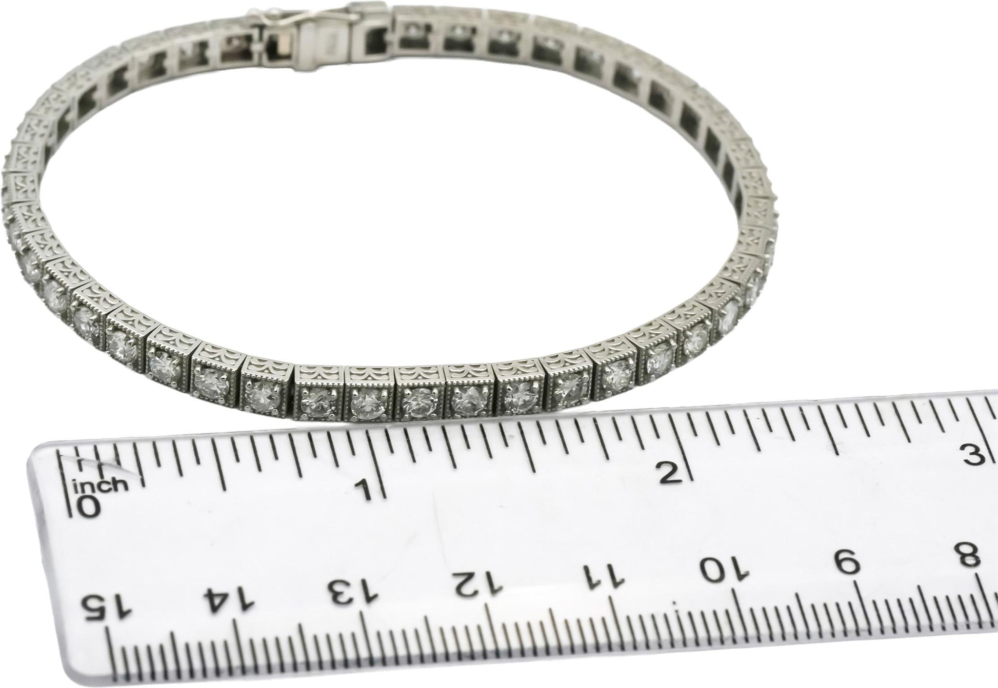 Platinum Round Natural Diamond Fancy Link Bracelet 4.65CT