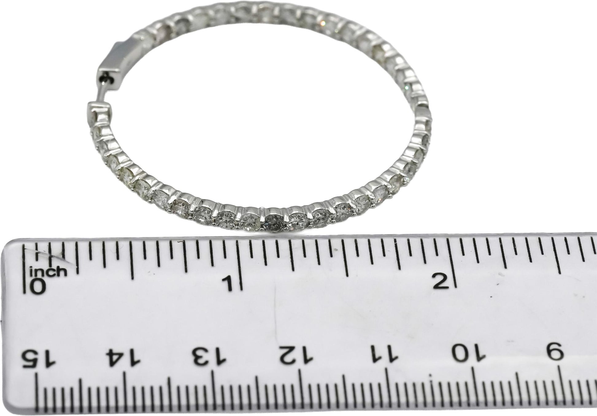14k White Gold Round Natural Diamond Inside Out Hoop Earrings 6.35CT