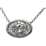 14k White Gold VS Oval Lab-Grown Diamond Solitaire Pendant Necklace 0.98CT